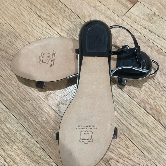 Stuart Weitzman Black and Silver Strappy Sandals - Picture 5 of 7